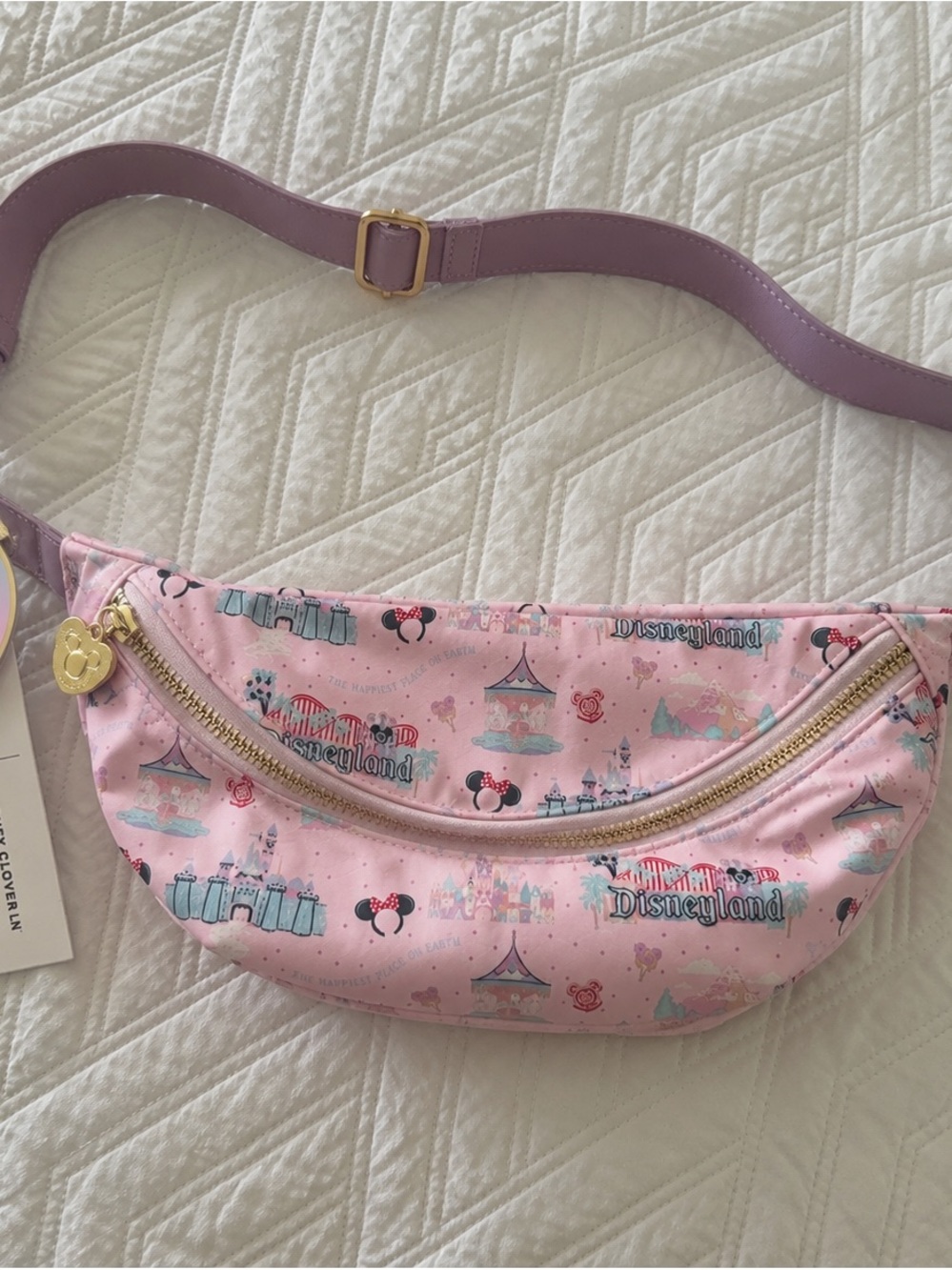 Stoney Clover Lane Pink Disney Parks  Disneyland Print Crossbody Belt Bag NWT